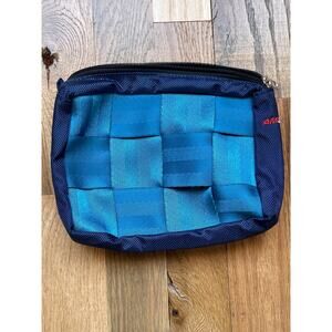 Amsafe Blue Seatbelt Weave Zip Pouch Travel Organizer Cosmetic Bag